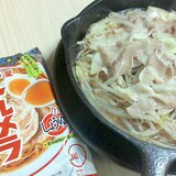 ニトスキで作る袋ラーメンの粉末スープ豚肉鍋＋シメ